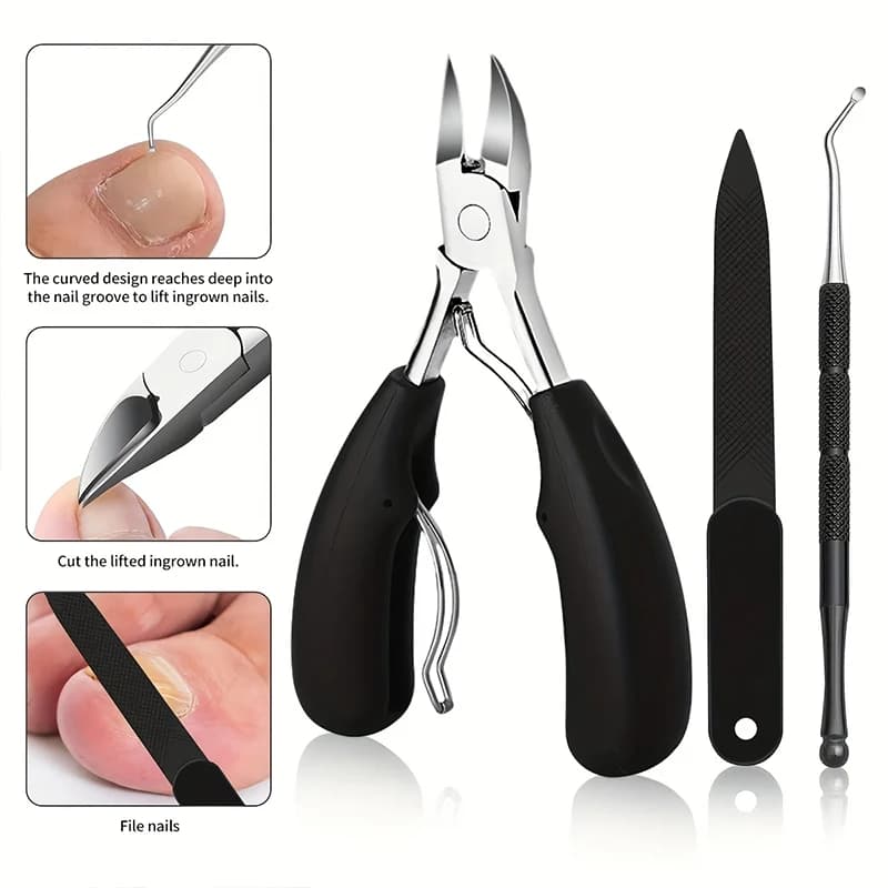 Set di 5 tagliaunghie professionali per impieghi gravosi, lame in acciaio inossidabile, ideali per unghie incarnite, include tagliaunghie con punta obliqua
