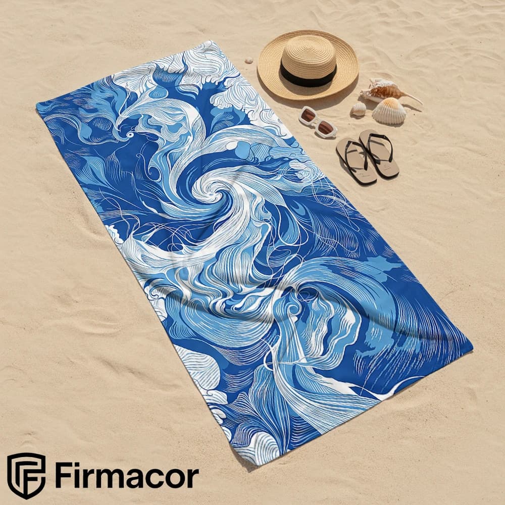 Blue Ocean Swirl Cartoon Anime Beach Towel Microfiber Quick Dry Super Absorbent Soft Bath Towel for Kids Adults Travel