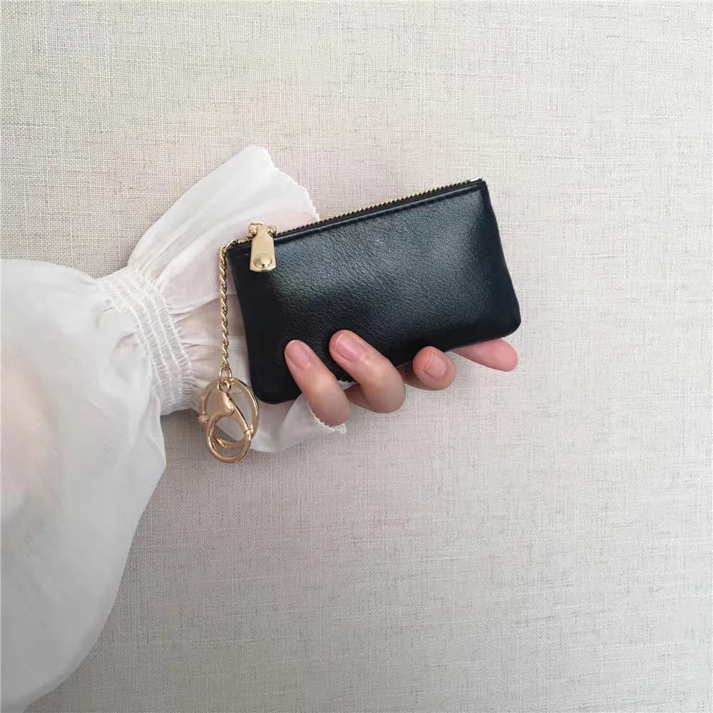 Borsa Portamonete alla Moda con Cerniera, Portachiavi in Pelle Oleata per Viaggi Quotidiani e Auto
