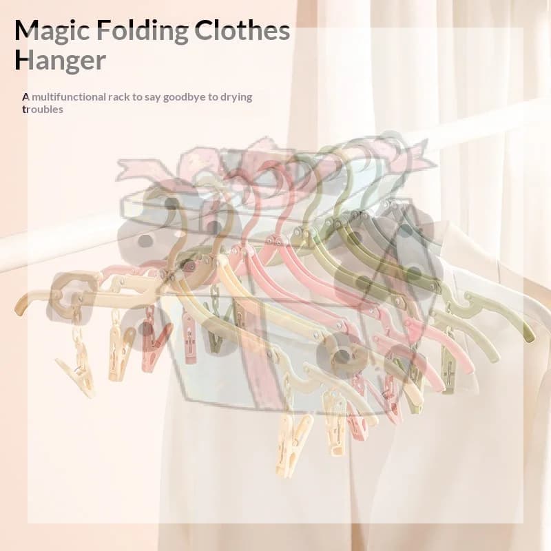 【CC】Folding Clothes Hanger With Anti Slip Clips And Space Saving Design Perfect For Travel Home Dorm Clothing Storage