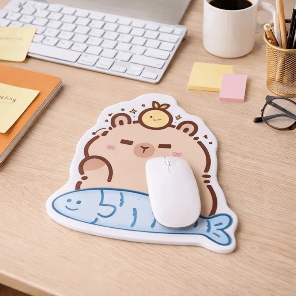 Tappetino per Mouse Creativo con Stampa di Capibara, Comodo e Carino con Supporto per Polso, Morbido Tappetino per Tastiera