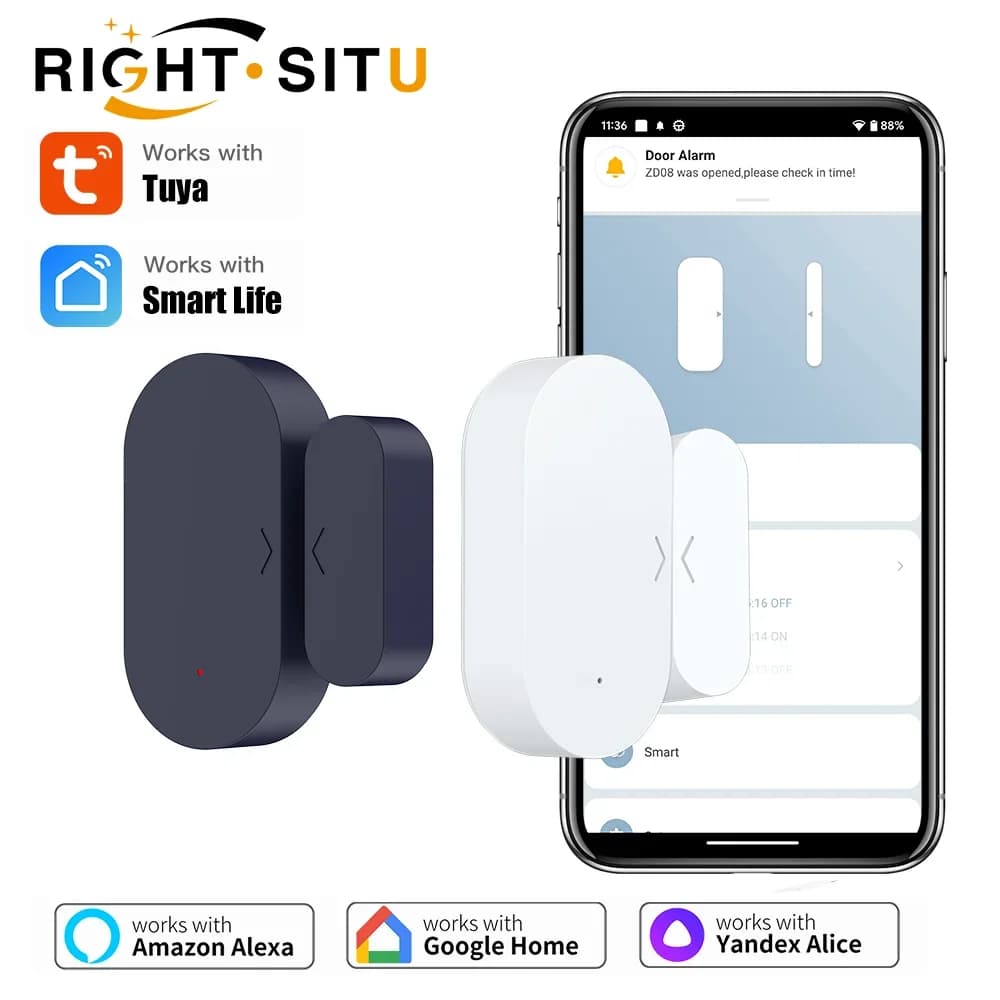 Sensore di contatto per porte e finestre Tuya Zigbee per lavori domestici intelligenti con Tuya Smart Life Alexa Google Home Yandex