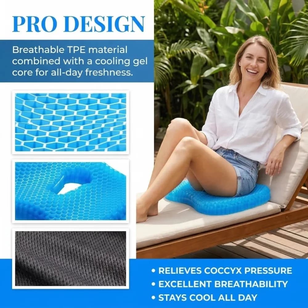 Nuovo Cuscino Ergonomico in Gel Morbido a Forma di U, Rinfrescante, con Struttura a Nido d'Ape, per Sedia da Ufficio