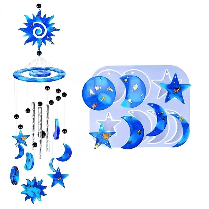 Top Quality 1Pc Sun Moon Star Wind Chime Mold Resin Epoxy Casting Kit with Irregular Shape for DIY Wind Chimes KeychainsEarrings