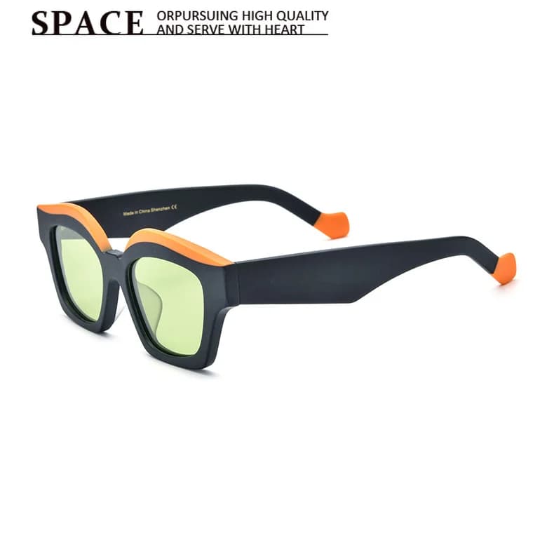 Quality Color‑Block Matte Acetate Cat‑Eye Sunglasses Unisex Thick Frame Polarized Sun Glasses Multi‑Color For Driving Outdoo
