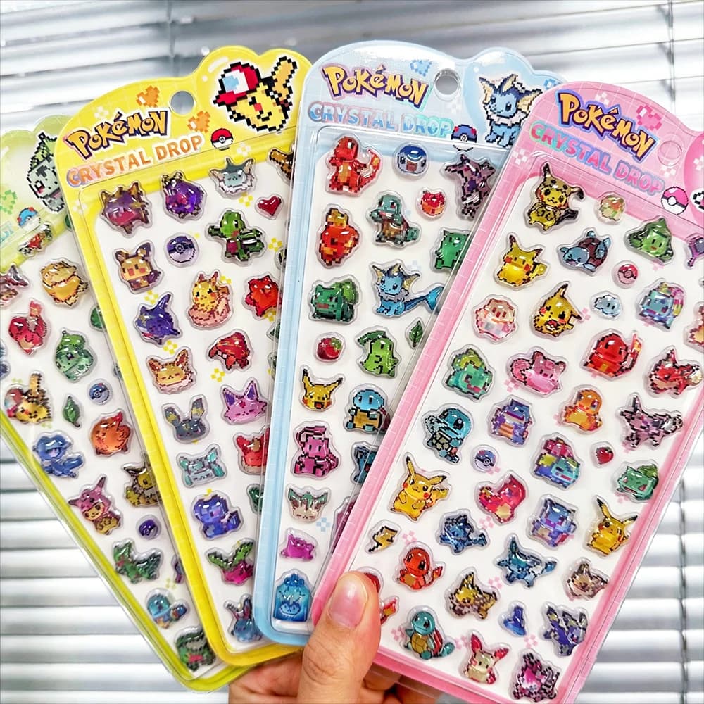 Adesivi 3D in Rilievo Pokemon, Sticker Anime di Pikachu e Charmander per Telefono, Laptop, Borraccia, Diario, Cancelleria, Decorazioni e Giocattoli