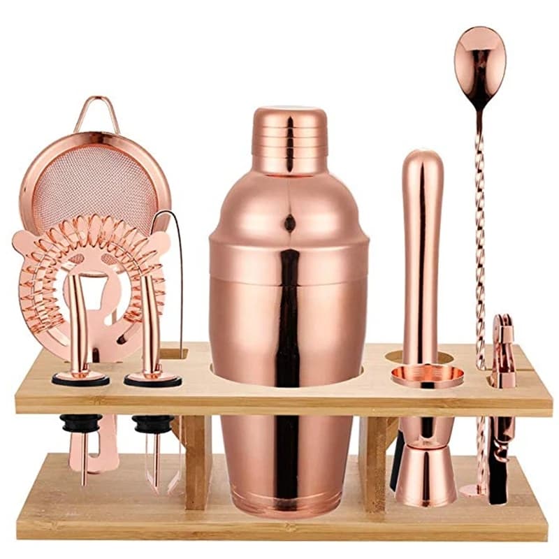 11 pz 750ML Cocktail Shaker Y lucido in acciaio inox British Cocktail Shaker Set colore oro rosa