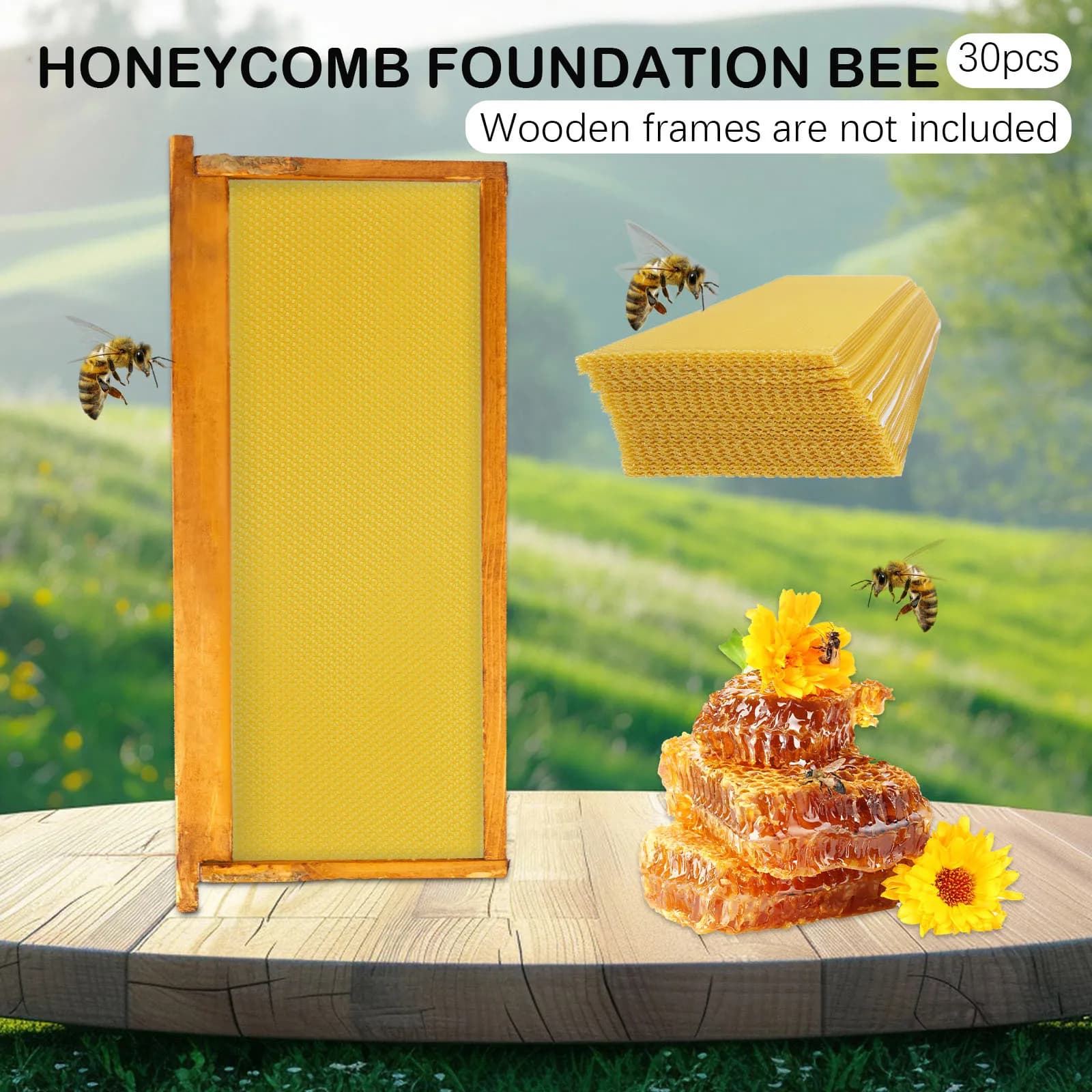 30 pieces of natural bee wax honeycomb sheet honeycomb cellular alveare wax foundation to make hand-made candles apiculture diy supplies