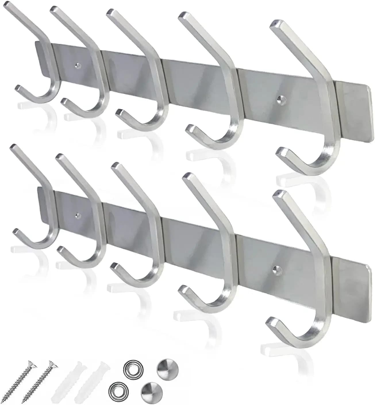Appendiabiti da parete in acciaio inossidabile (confezione da 2) - Ganci resistenti per cappelli, asciugamani, giacche - Organizzatore per bagno e ingresso