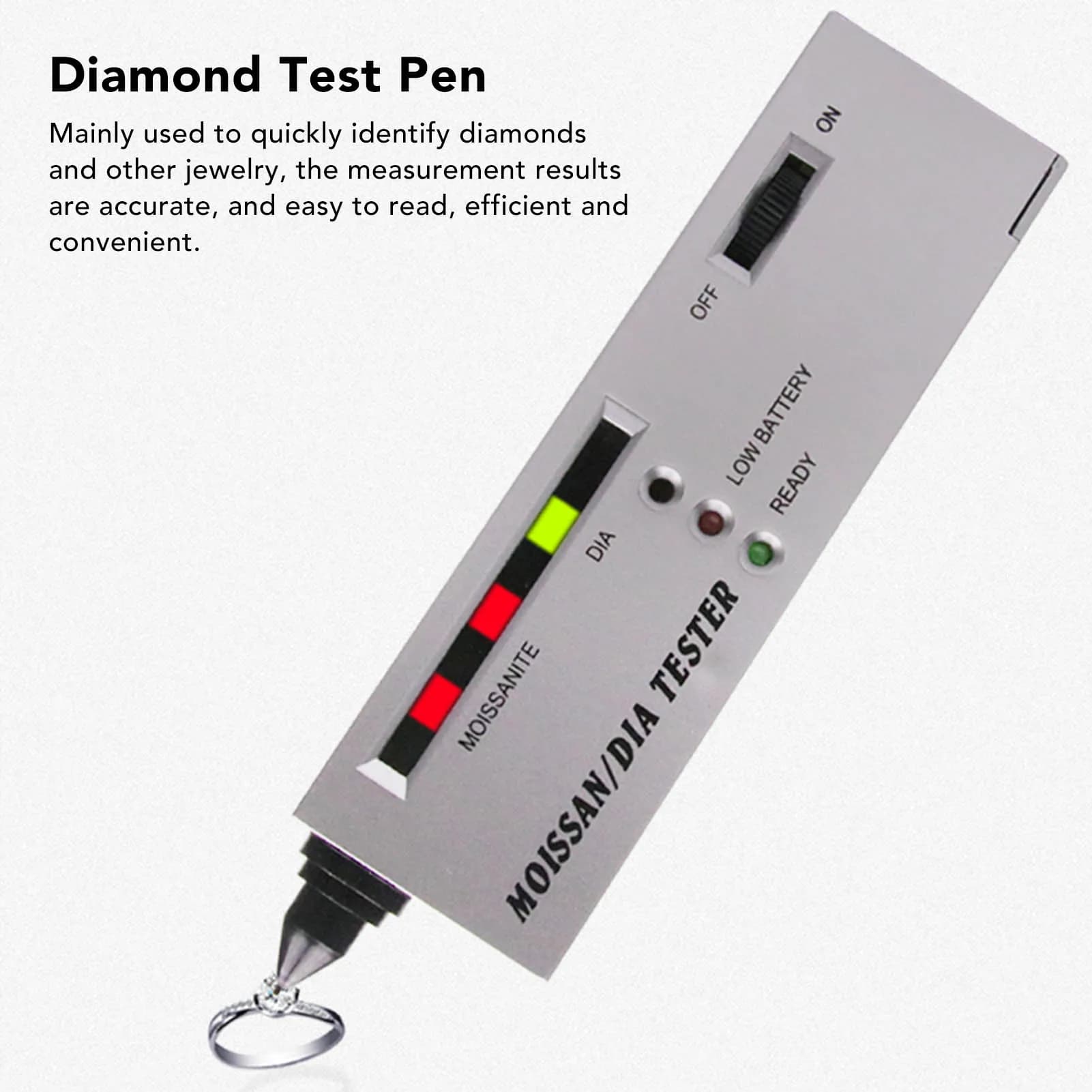 Penna Moissanite Display LCD Tester per diamanti Rilevatore di durezza Moissanite Strumento di test per gioielliere con indicatore LED