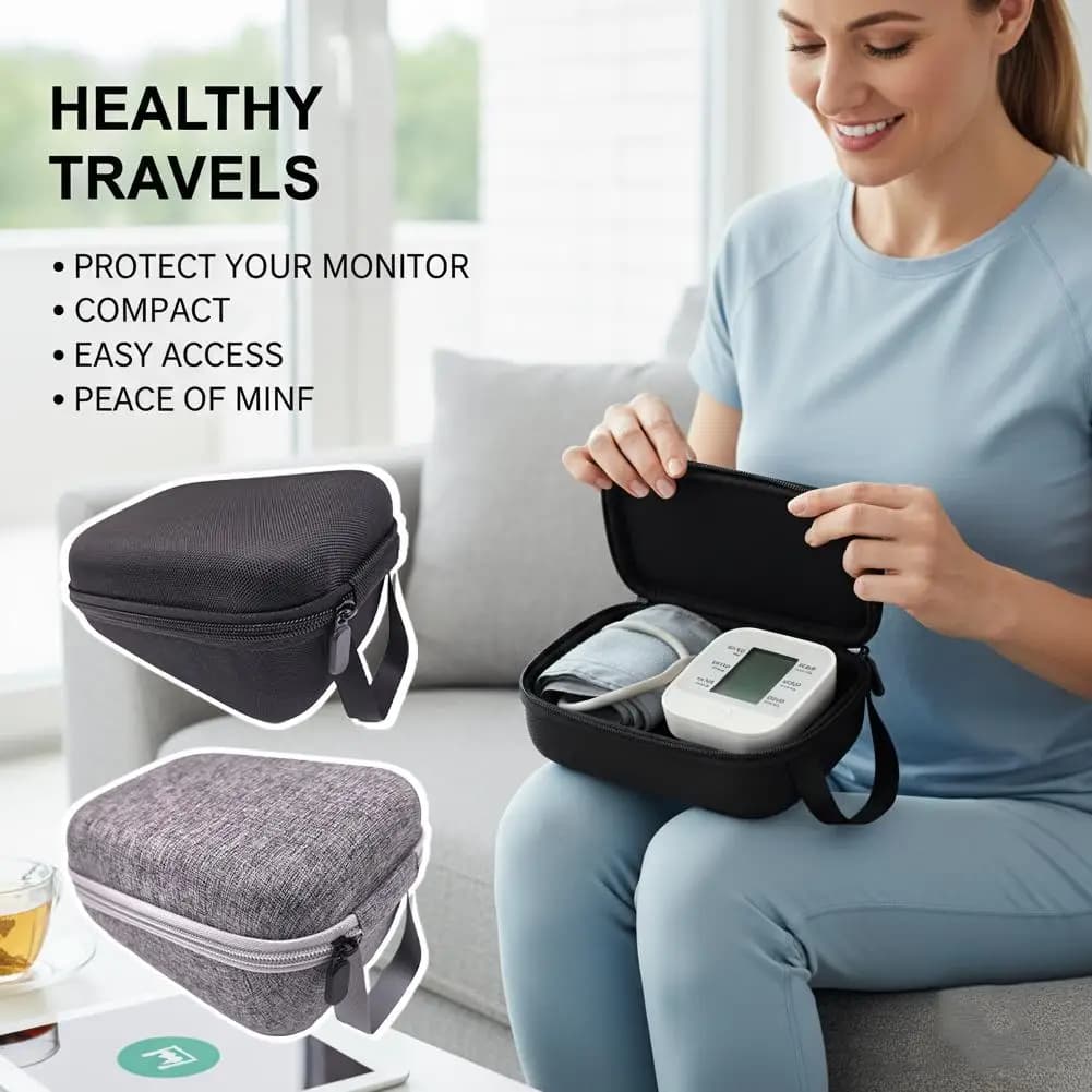 EVA rigid bag for electronic blood pressure monitor, shockproof case with integrated mesh housing, for domestic and travel use