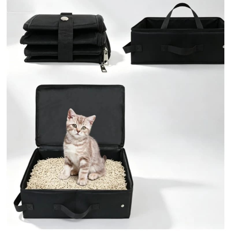 Lettiera Pieghevole per Gatti – Borsa Portatile da Viaggio con Coperchio, Impermeabile e Leggera – Perfetta per Campeggio, Auto e Uso Esterno