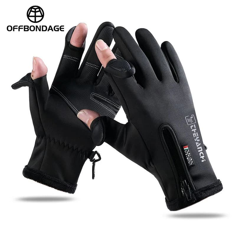 Winter Warm Touch Screen Cycling Gloves Fleece Lined Anti-Slip Flip Finger Gloves for Fishing Running Hiking Outdoor Sports