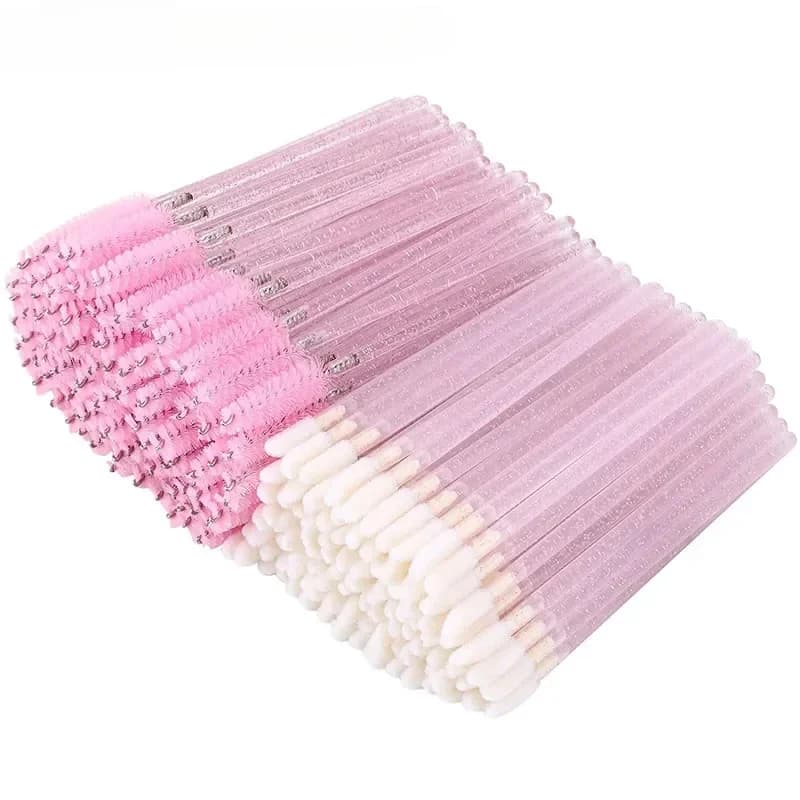 Kit pennelli trucco usa e getta vvocci100pc, applicatori in cristallo per mascara, rossetto, lucidalabbra, per extension ciglia e sopracciglia