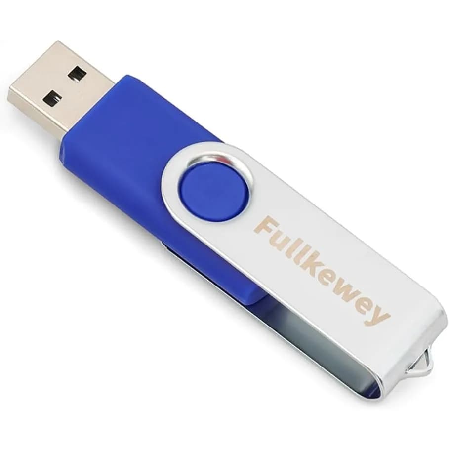 Chiavetta USB 2.0, 16/32/64/128GB, Design Rotante per Archiviazione Dati, Blu