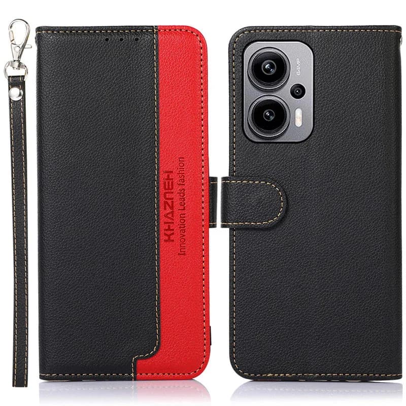 Custodia a portafoglio in pelle bicolore antiurto con slot per carte RFID per Xiaomi Redmi Note 12T 12 Turbo Pro+ Pro Speed 12S
