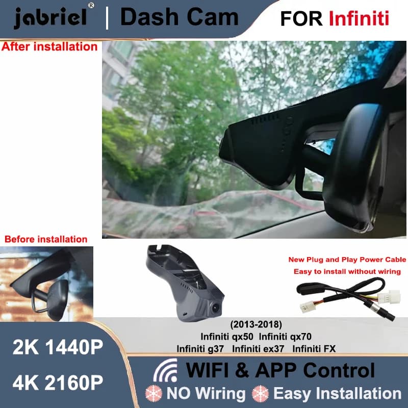 Telecamera DVR per Auto 4K Wifi Plug and Play Registratore Video per Infiniti qx50 qx70 2013 2014 2015 2016 2017 2018 Android ex37 g37 fx