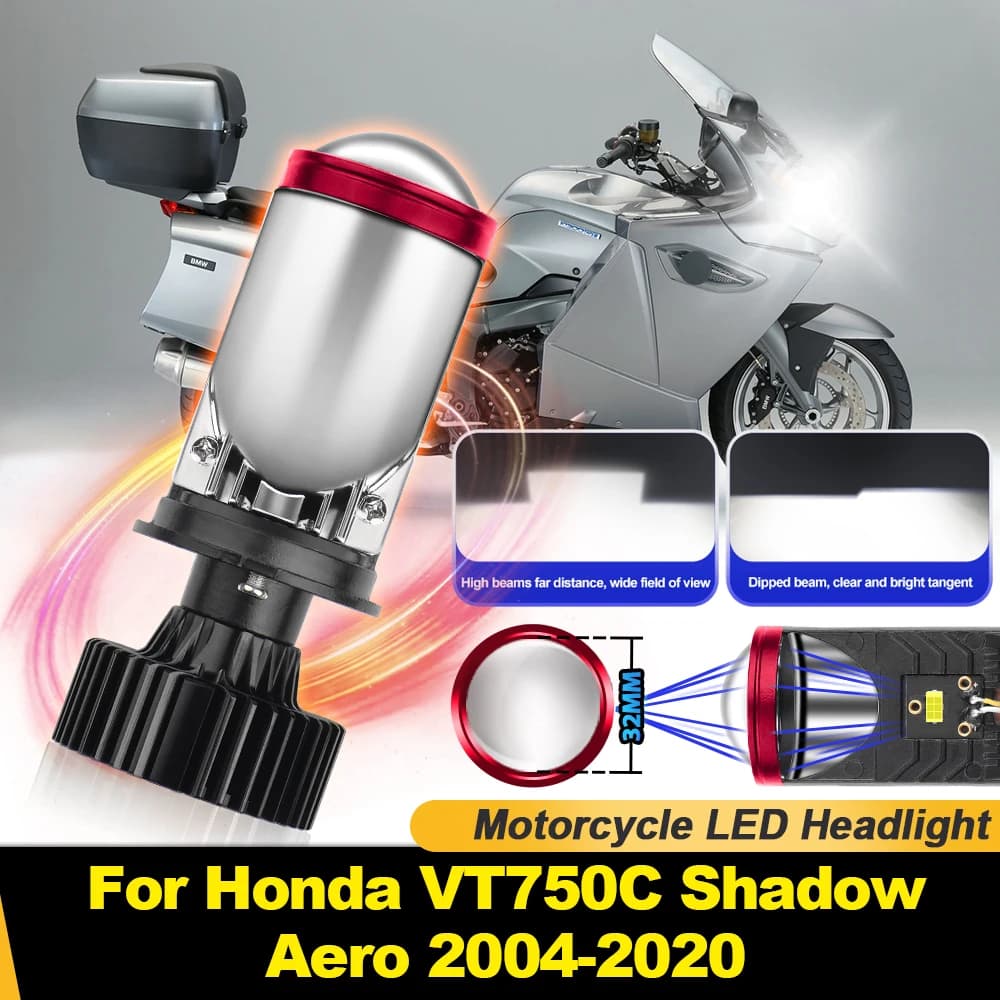 H4 Moto Faro A Led 100W Mini Lente Del Proiettore Moto Lampada 6000K Bianco Per Honda VT750C Shadow Aero 2004-2017 2018 2019 2020