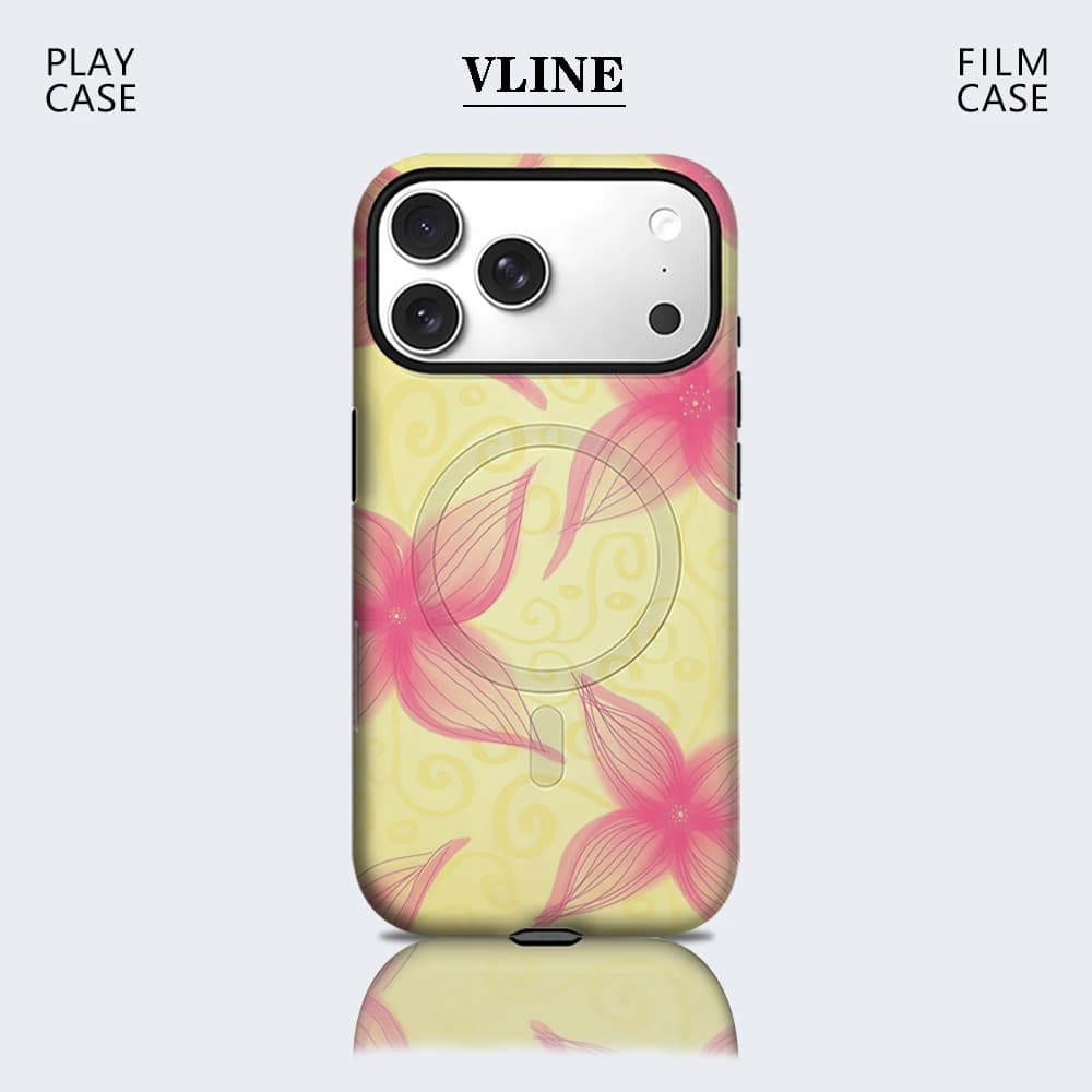 Custodia per telefono floreale gialla e rosa per custodia magnetica per iPhone 17 16 15 14 13 Pro Max Plus, custodia robusta a strato singolo/doppio