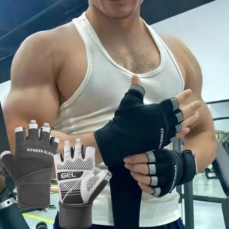 Gym Gloves for bodybuilding with half fingers, weight lifting, dumbbell workout, anti-slip fitness gloves, workout exercises for men and women