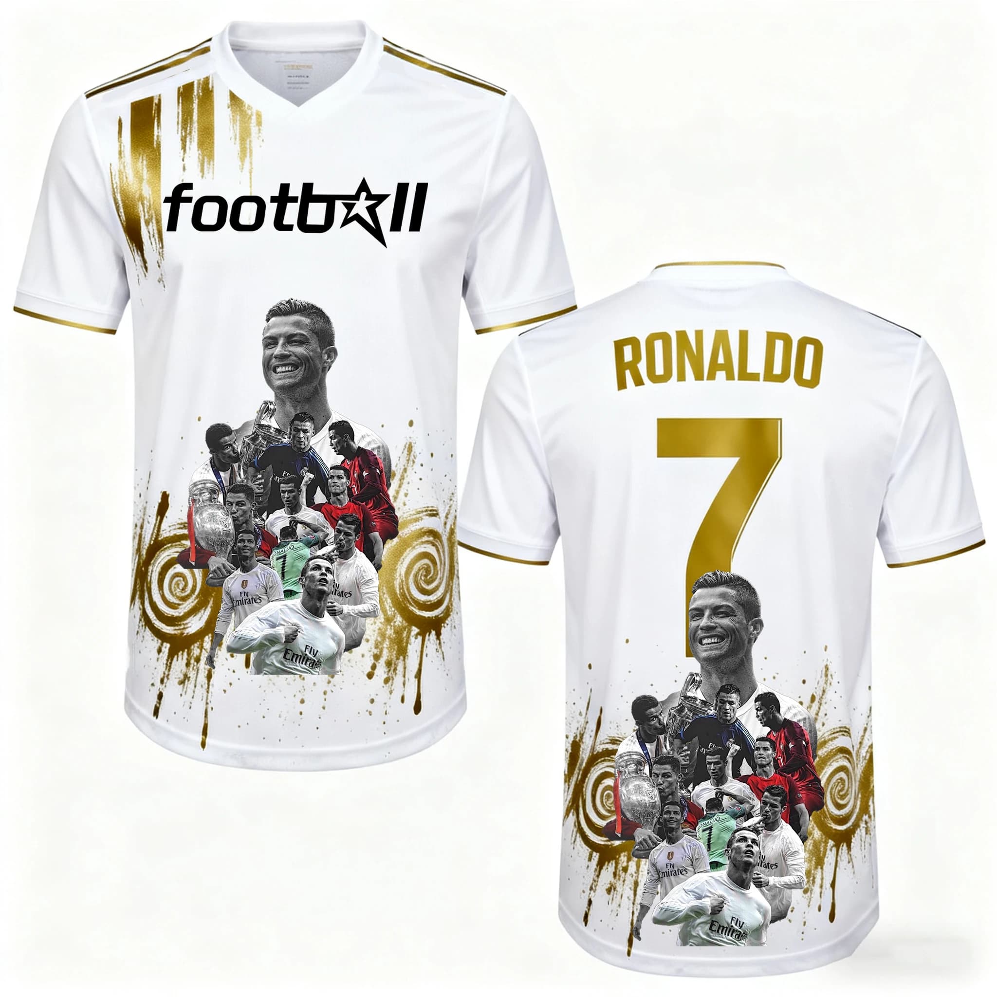 Tuta da allenamento per partite Ronaldo Maglia da calcio n. 7 T-shirt da uomo con stampa 3D per sport autunnali asciutti rapidamente T-shirt per abbigliamento per bambini