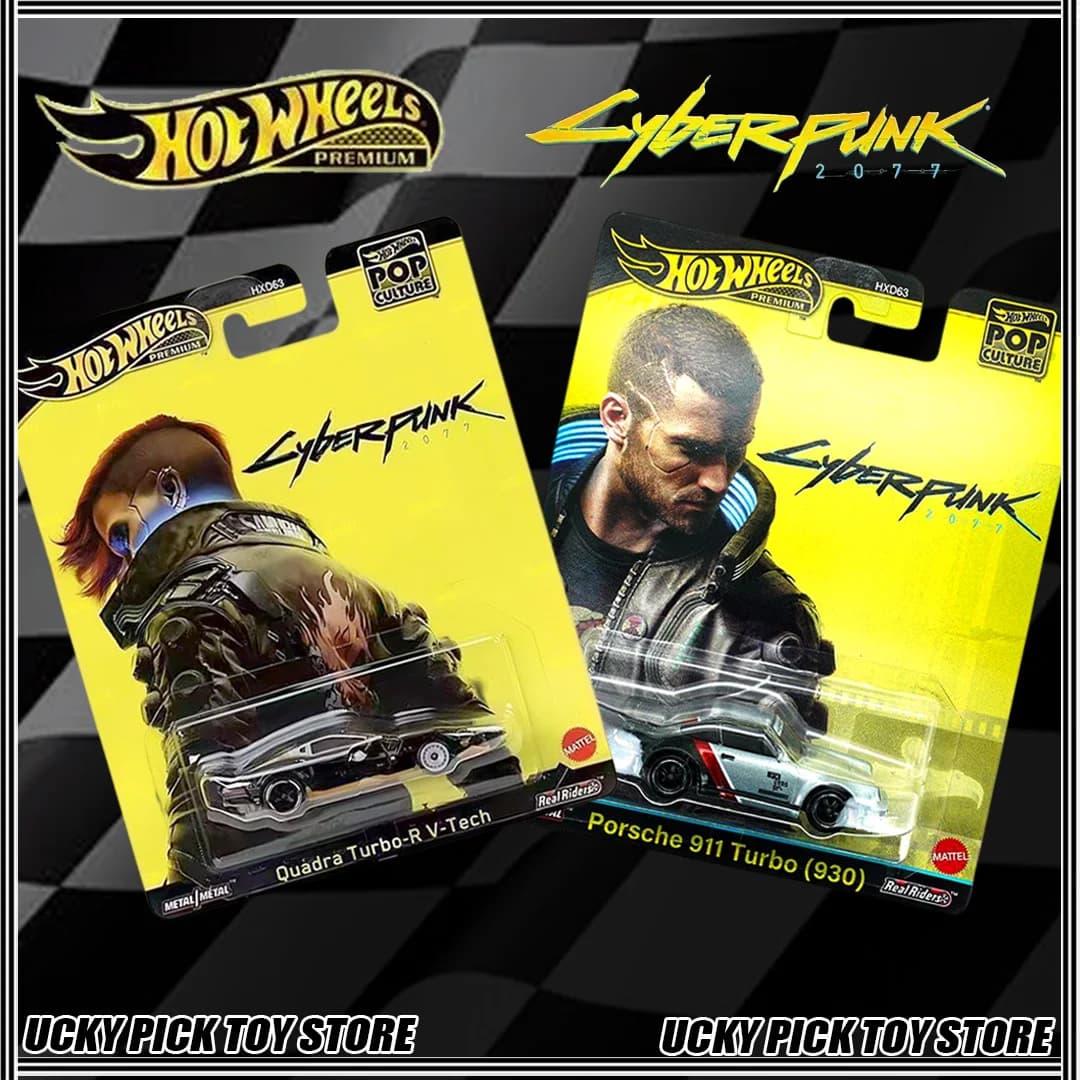 Hot Wheels HXD63 Pop Culture Cyberpunk 2077 Quadra Turbo-R V-Tech Porsche 911 Turbo Airwolf Peanuts Snoopy Modellino Auto