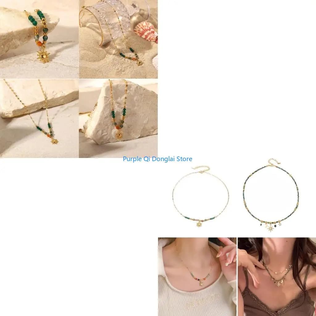 L21E Collana gioielli con girasole realizzata a mano Collana perline Collana a catena regolabile Collana con data acrilico