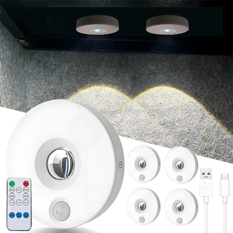 Luce LED Magnetica Senza Fili, con Telecomando e Sensore di Movimento, Dimmerabile a 3 Colori, Ricaricabile per Armadi e Guardaroba, Senza Foratura
