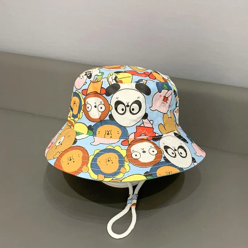 Cartoon Print Children Baby Girl's Benne Hat Visiere Outdoor Parasol Fashion Children's Protection Solar Basin Carpet 1-4 Years Baby Fisherman Caps