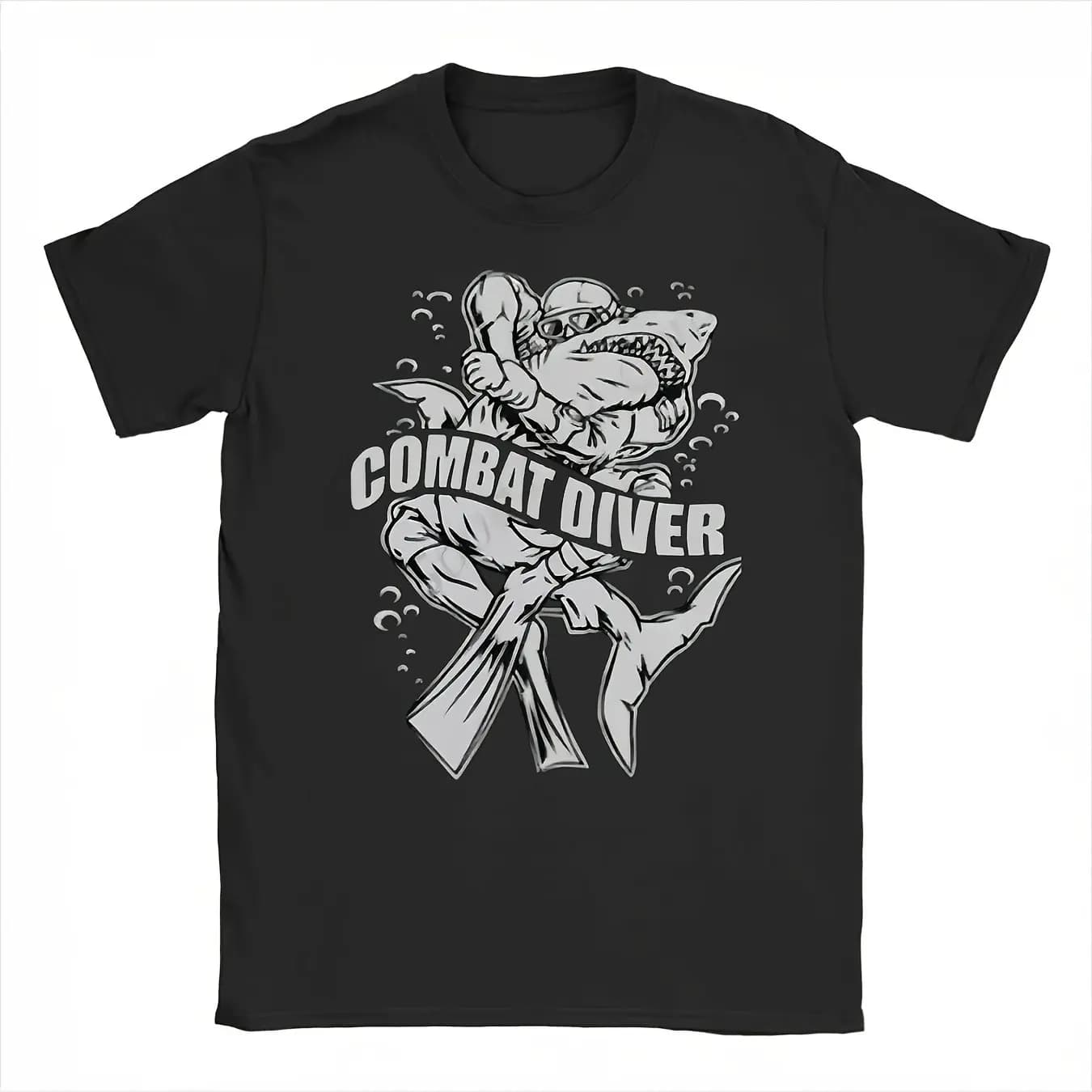 T-shirt militare Combat Diver Nuova maglietta da uomo casual estiva a maniche corte con scollo a O in cotone 100% Camicia grafica a maniche corte