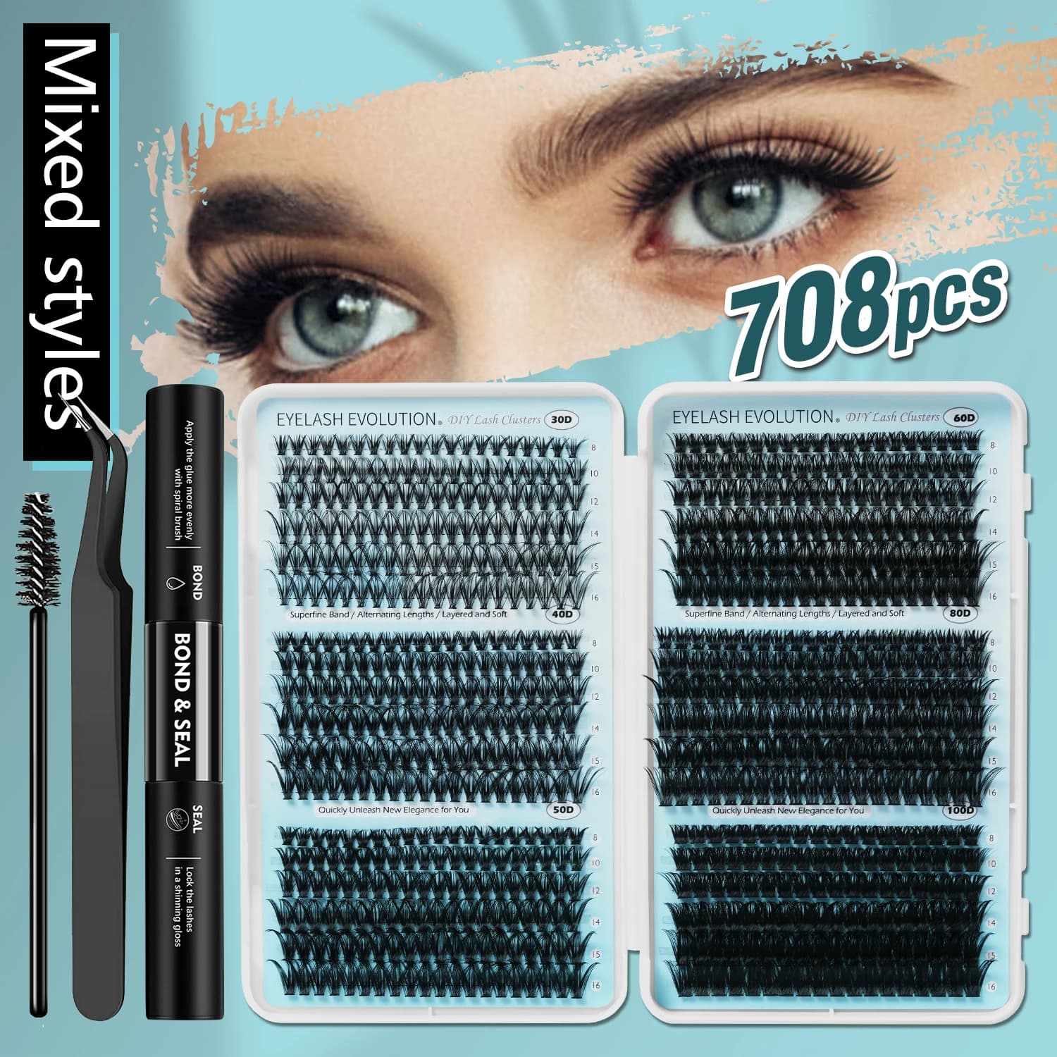 Kit di ciglia naturali a ciuffetti 708 – Essenziale per tutti i giorni e per le feste con lunghezze assortite! Perfetto per un look glamour senza sforzo in ogni occasione