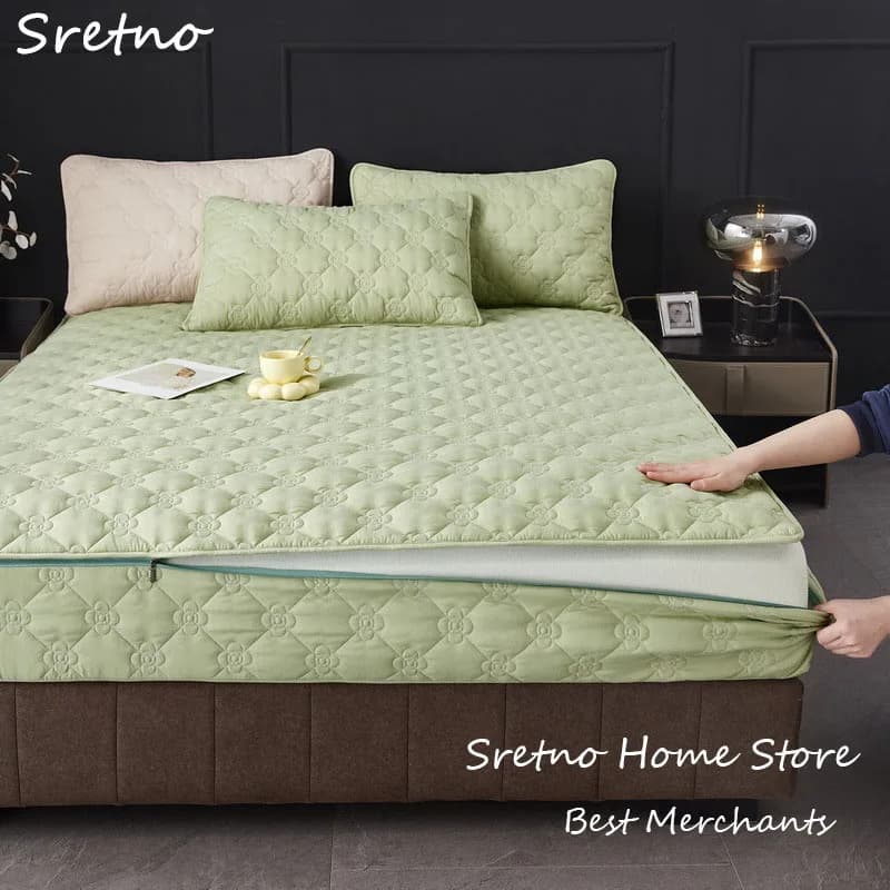 SRETNO New Coprimaterasso with Staccable Hinge, Complete Protection on 6 Sides, in Polyester, with 2 Faithful