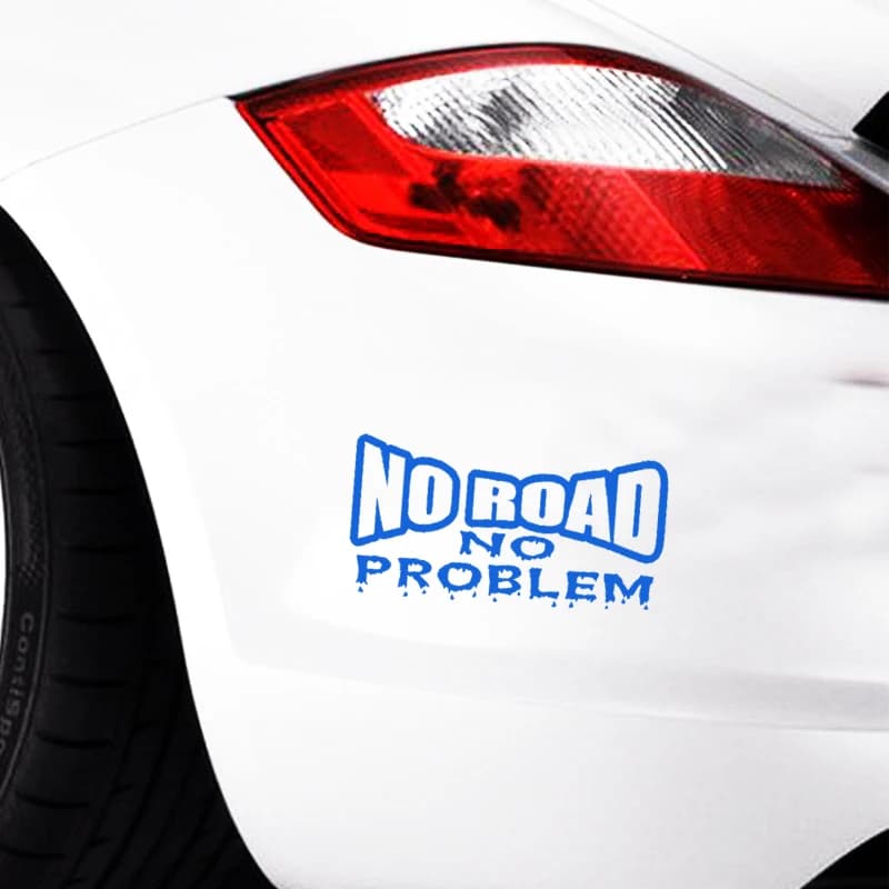 Adesivo in Vinile Impermeabile Autoadesivo 'No Road No Problem' per Auto, Moto, Bici, Casco, Laptop, Decorazione
