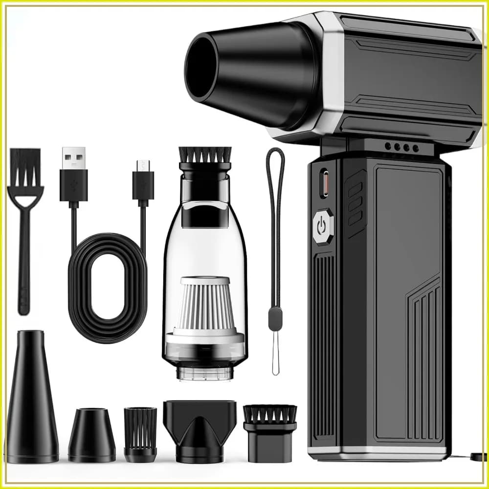 180000 RPM Turbo Fan: Electric Air Duster & Mini Vacuum Cleaner 2-in-1, Stepless Speed Adjustable for Electronics, Home, Auto, Outdoor