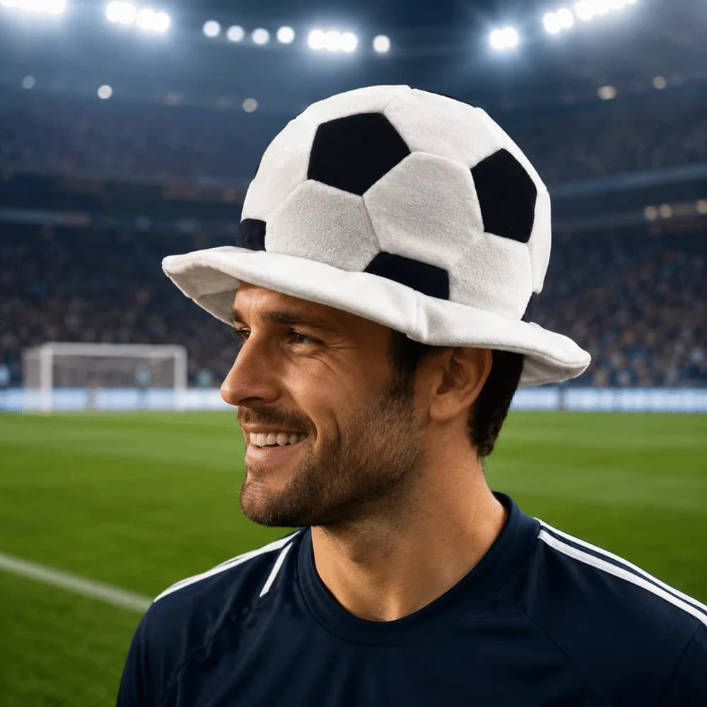 Gift Creative Football Hat Soft Comfortable Soccer Head Cover White Black Color Unisex Halloween Cap Sports Theme Party