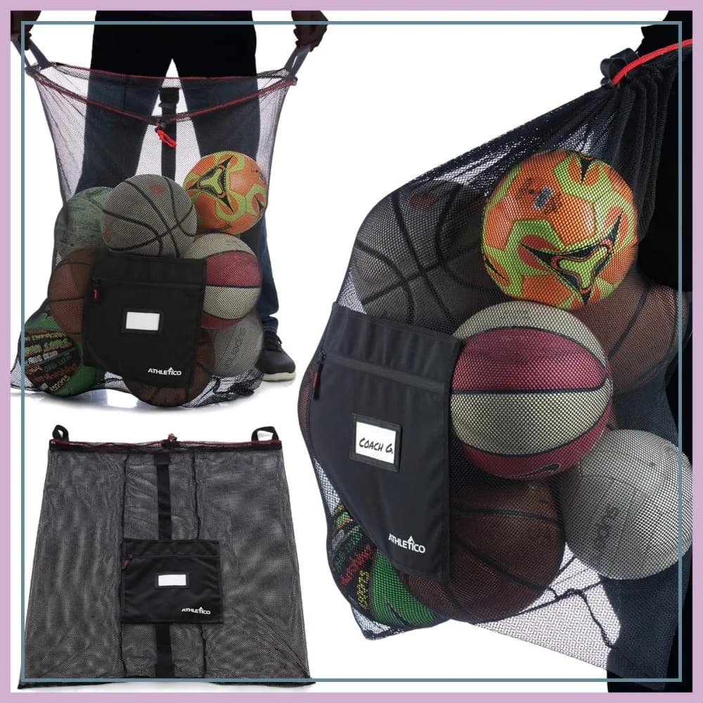 Borsa a Rete Extra Large per Palloni - Robusta con Chiusura a Coulisse per Basket, Pallavolo, Calcio, Baseball e Spiaggia