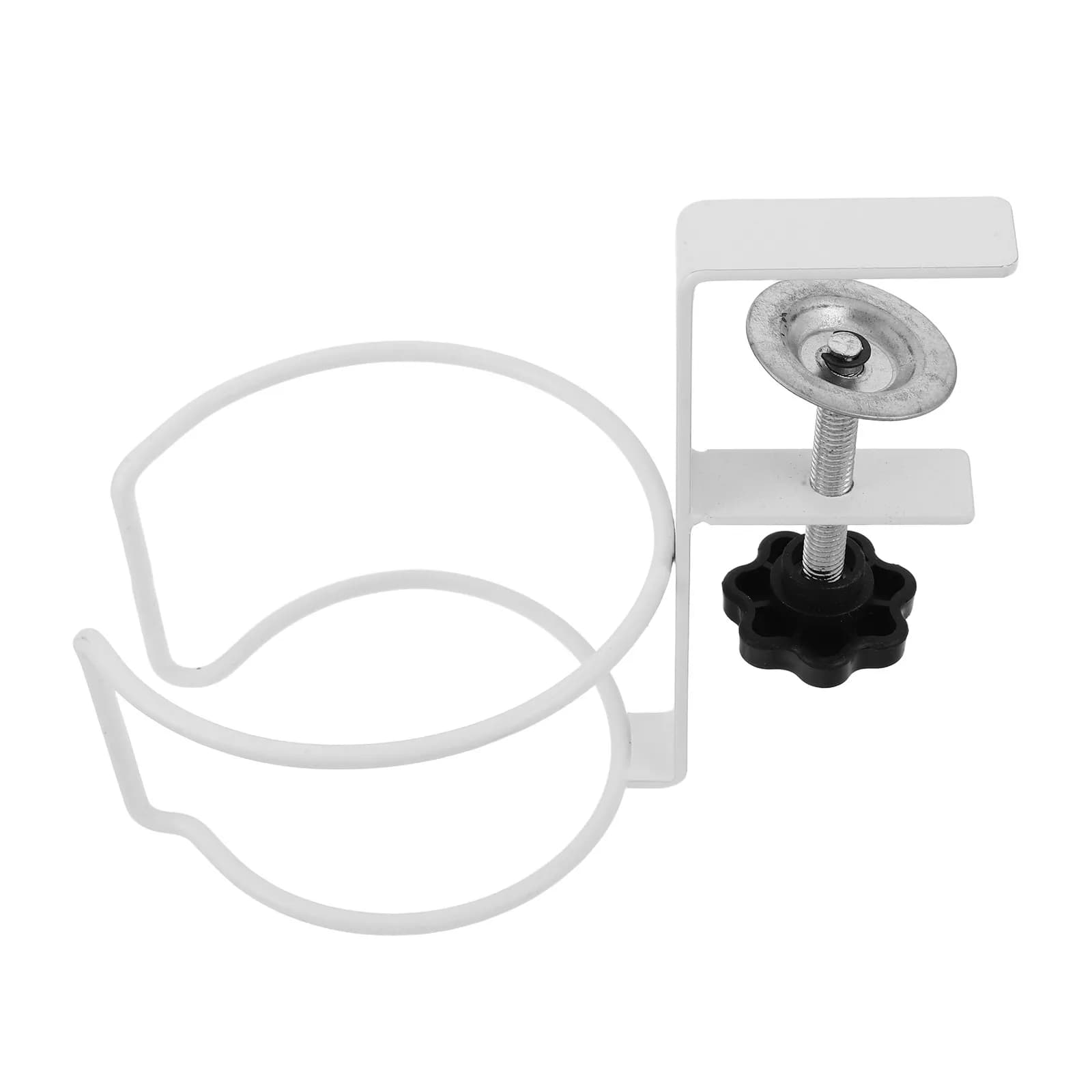 Desk cup holder with adjustable white side clamp for cups, mug and office water bottles