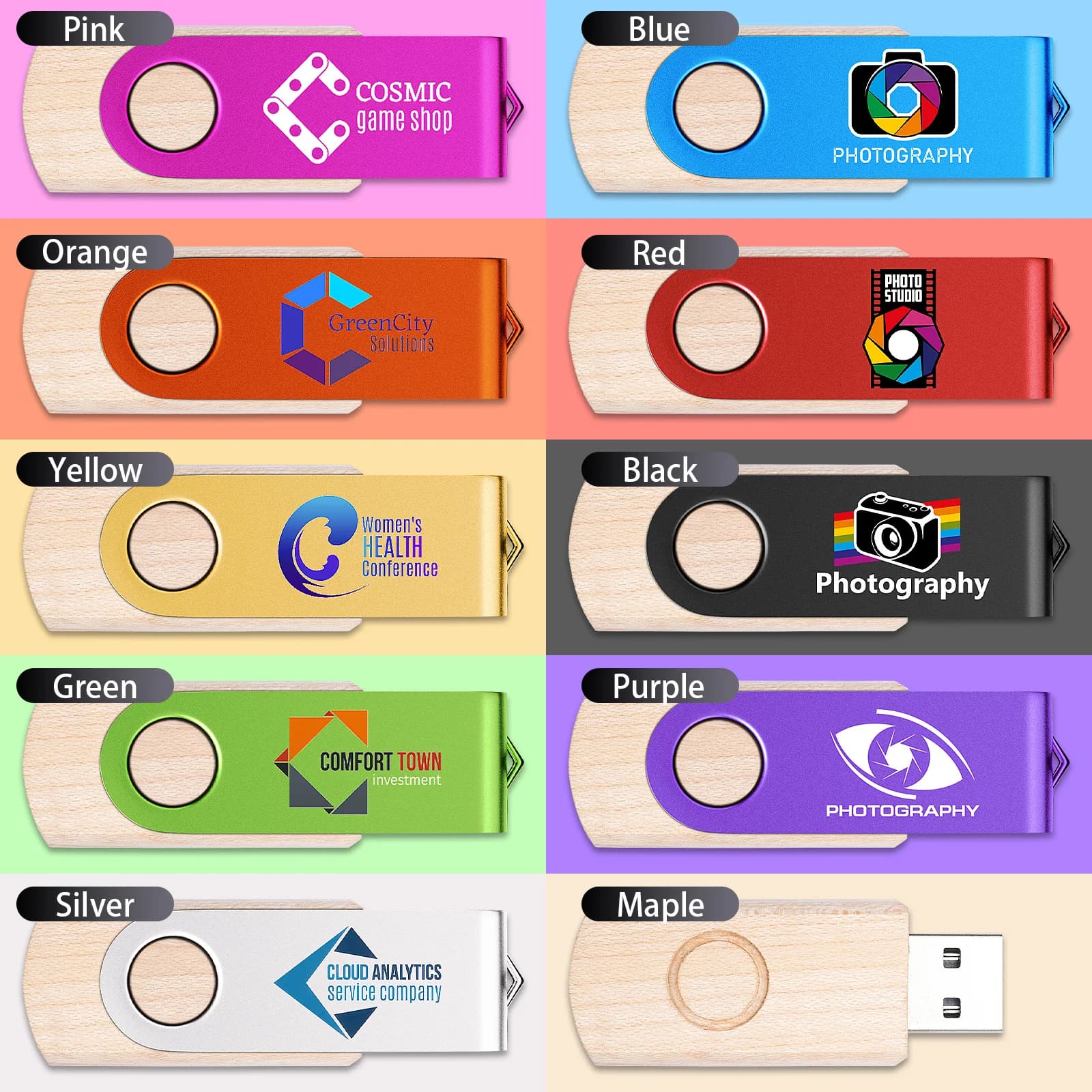 USB3.0 Chiavetta USB 3.0 in legno e metallo Girevole Pendrive Thumb Memory Stick Logo personalizzato gratuito Pen Drive U Disco 128 GB 64 GB 32 GB