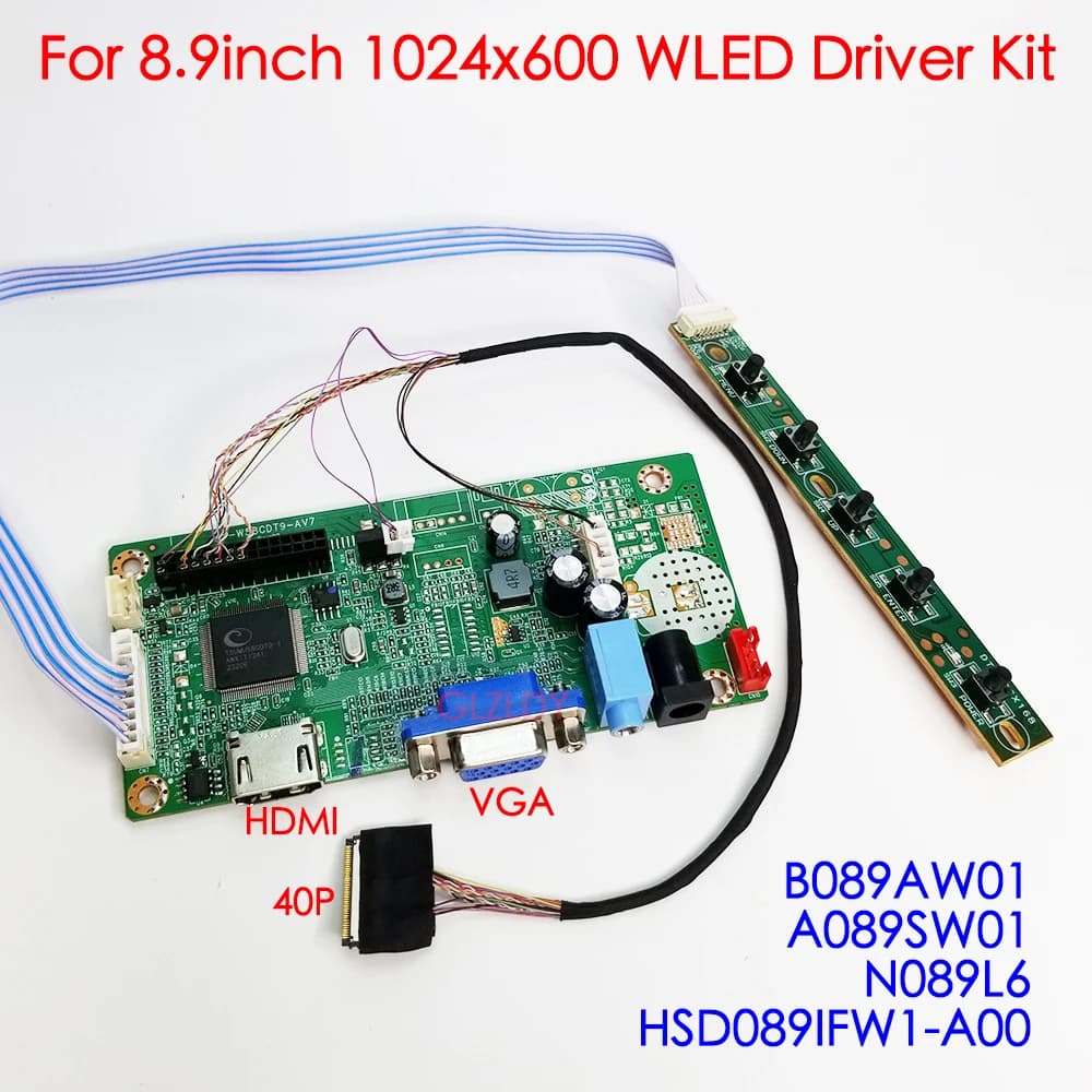 Per B089AW01 A089SW01 N089L6 HSD089IFW1-A00 8.9 pollici 1024x600 schermo LED 40pin 0.4mm LVDS HDMI VGA laptop pad Driver Board Kit