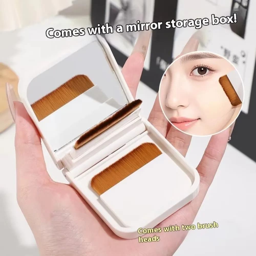 Ultra-thin compact foundation brush with mirror, beauty tools, flat head makeup brush, no trace, folding