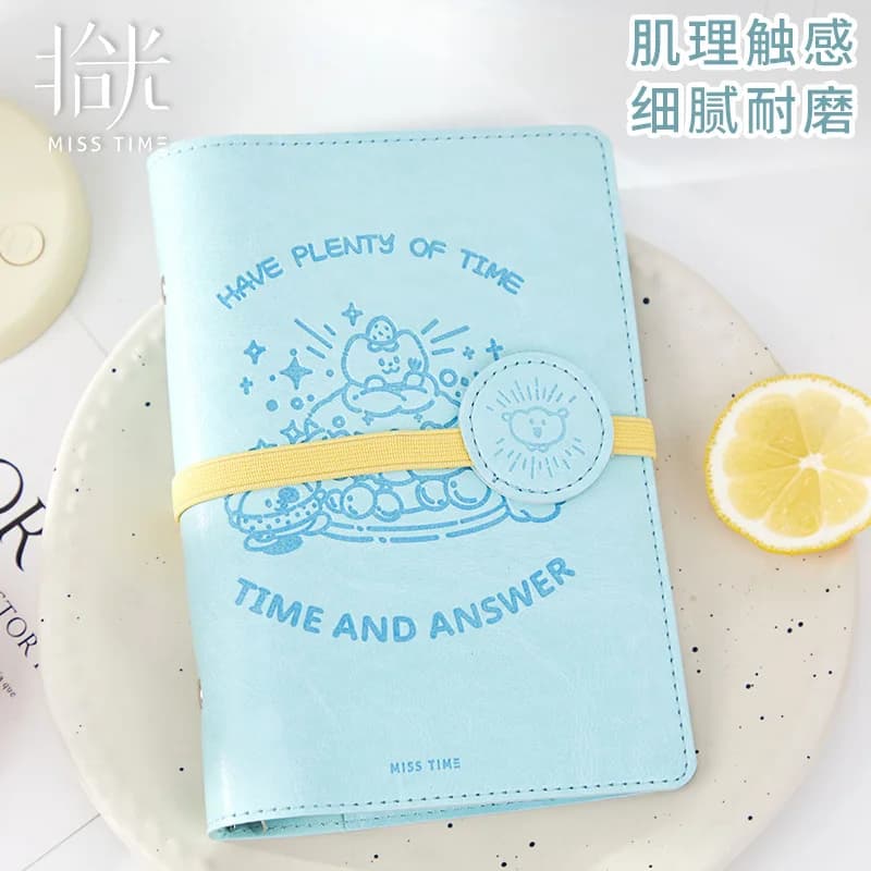 A6 Loose Leaf PU Leather Notebook Cute Design Detachable Binding Portable Journal for Students School Supplies