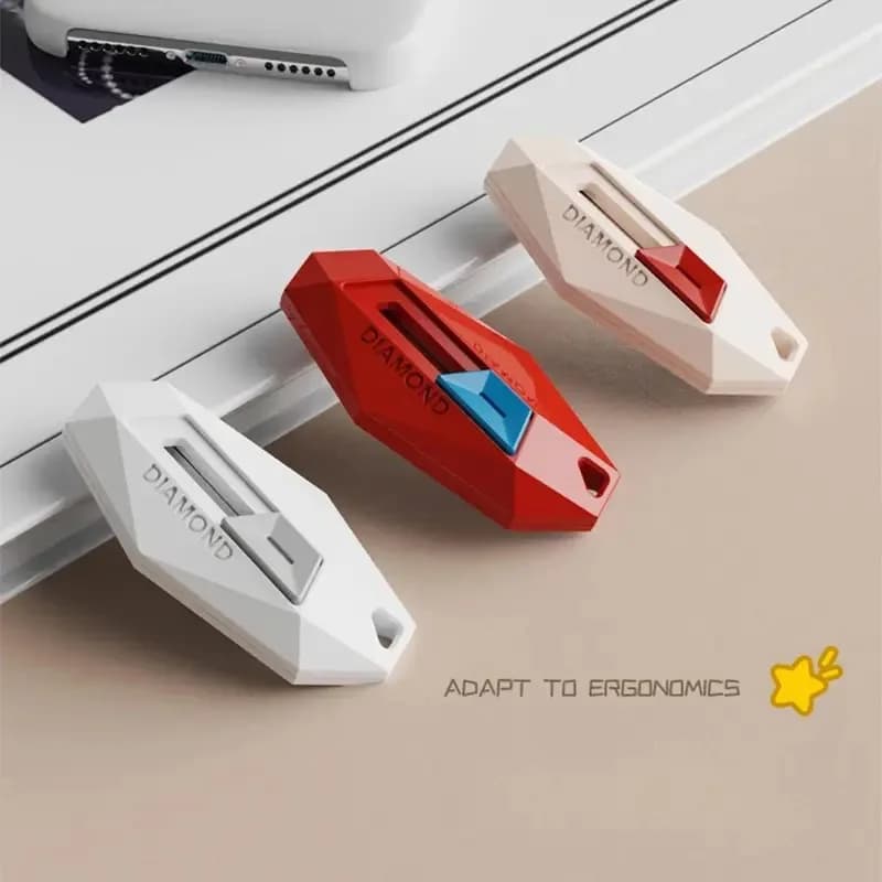 Coltello Unbox con design a diamante Taglierina a testa tonda di sicurezza Taglierina magnetica per scatola di cartone per l'apertura del coltello multiuso per lettere del pacchetto