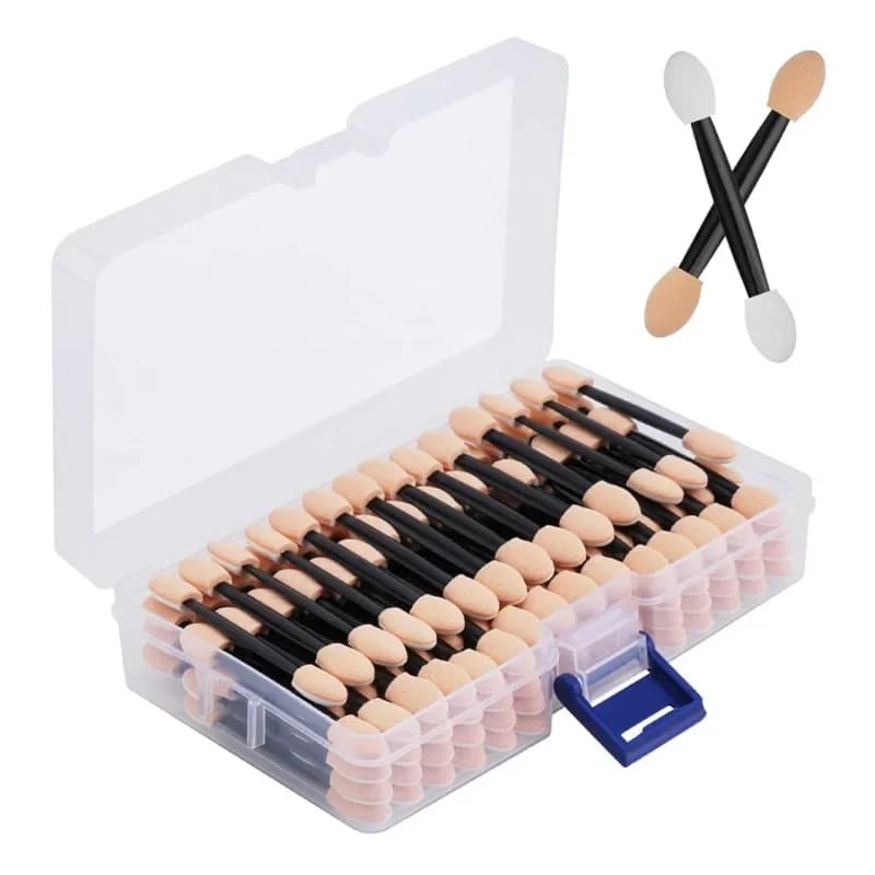 50 double sided disposable sticks for umbrella with organizer, makeup tool with 2,44 inch long shading brush