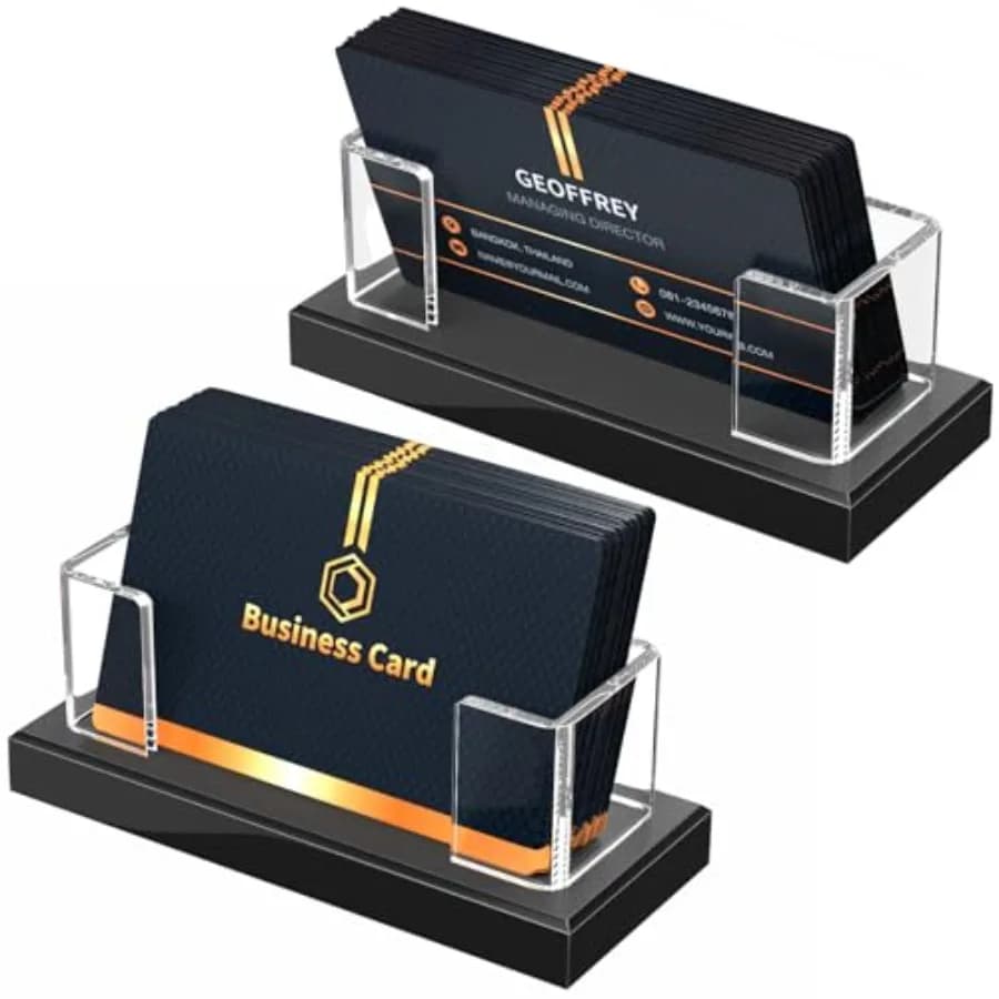 Porta Biglietti da Visita in Acrilico: Espositore Trasparente per Biglietti da Visita da Scrivania - Organizzatore per Carte Regalo per Ufficio, 8 Pezzi