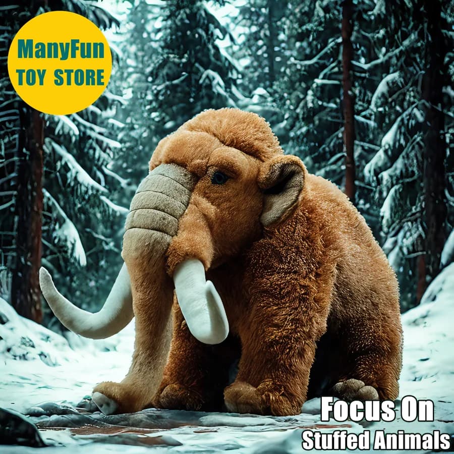 Mammoth Plush Animal Lifelike Woolly Mammoth Stuffed Toy Realistic Elephant Plushie Prehistoric Simulation Doll Gift Collectors
