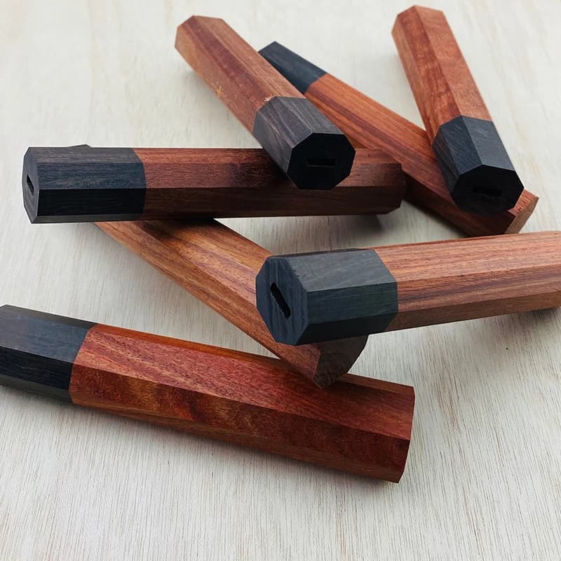 1piece Japanese Style Octagonal Handle for Kitchen Knife Handle,Red Sandalwood + Ebony Wood Knife Handle, Fish Raw Knife Handle