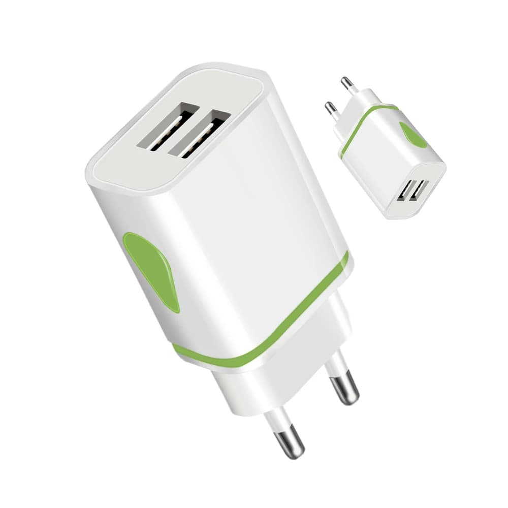 Caricatore da muro USB a doppia porta 5V 2A Adattatore di alimentazione da viaggio Spina UE USA per iPhone 11 12 13 14 15 16 17 Pro Max Samsung Xiaomi Huawei