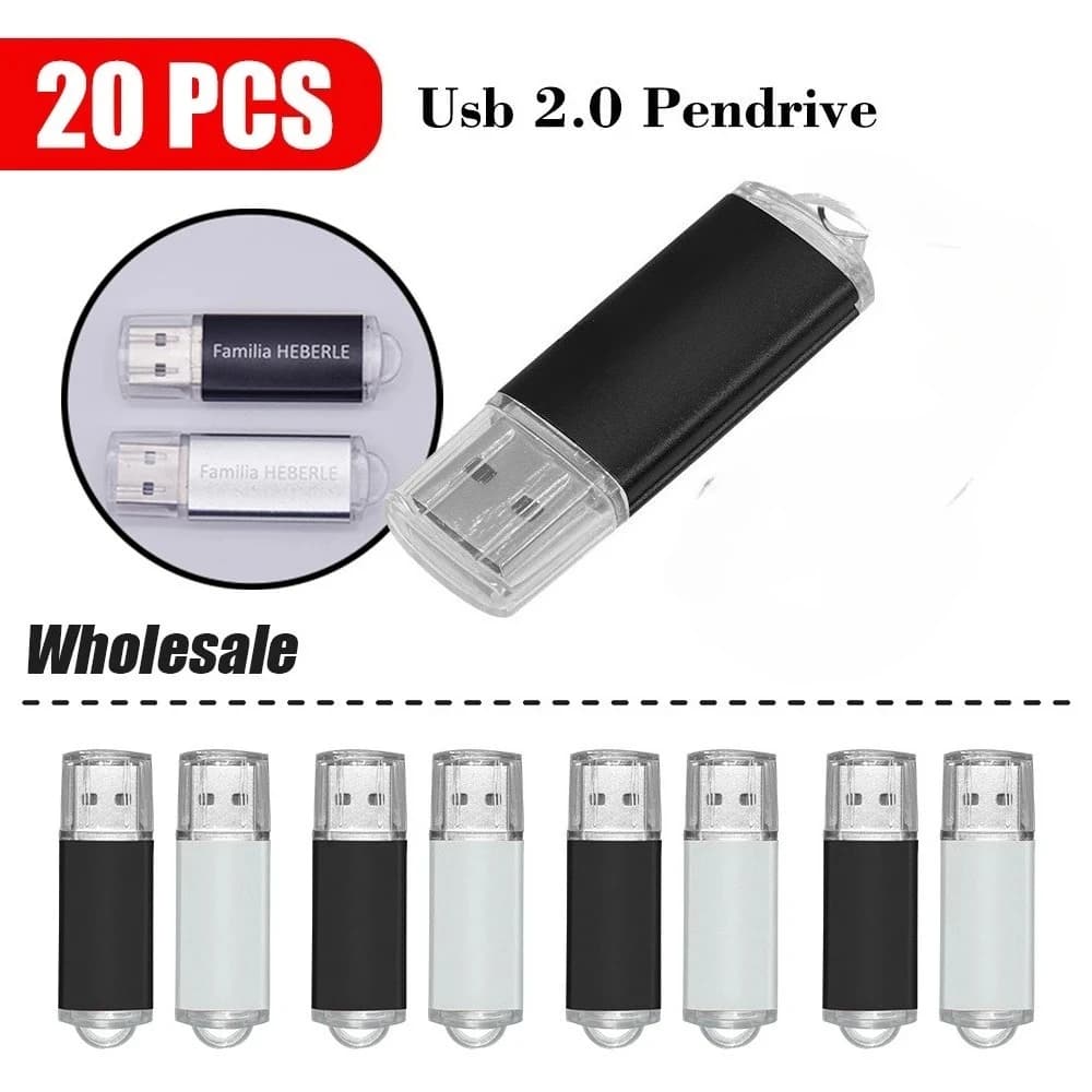 20 pz/lotto Logo Libero metallo USB Flash Drive 128GB 64GB 32GB 8GB 4GB di memoria Flash USB Stick pen drive 128mb 512mb PenDrive 2.0