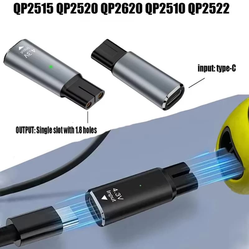 Adattatore di Ricarica Type-C 4.3V per Rasoio Philips Norelco Oneblade QP2520 QP2515 QP2620 con Indicatore di Carica