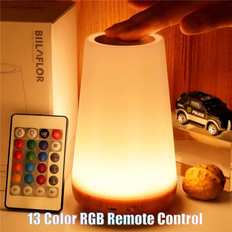 Lampade da tavolo a 13 colori che cambiano Lampada dimmerabile touch con telecomando RGB Lampade da comodino da tavolo portatili Luci notturne ricaricabili tramite USB
